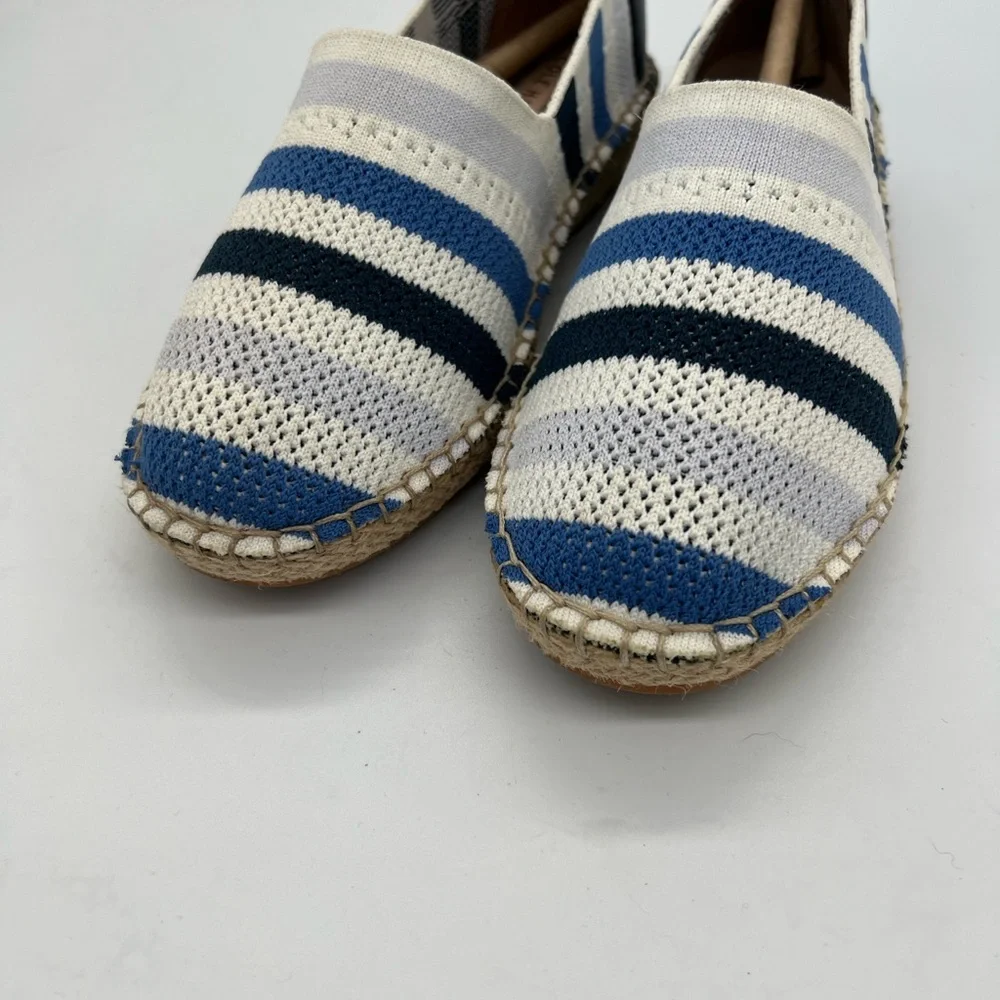 Cole Haan White and Blue Knit Espadrille Slip-On